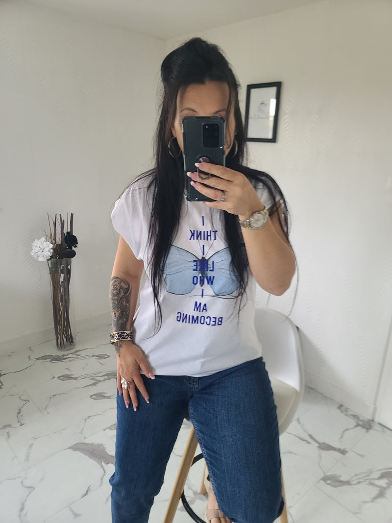 T-shirt Papillon bleu