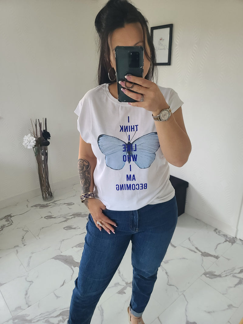 T-shirt Papillon bleu