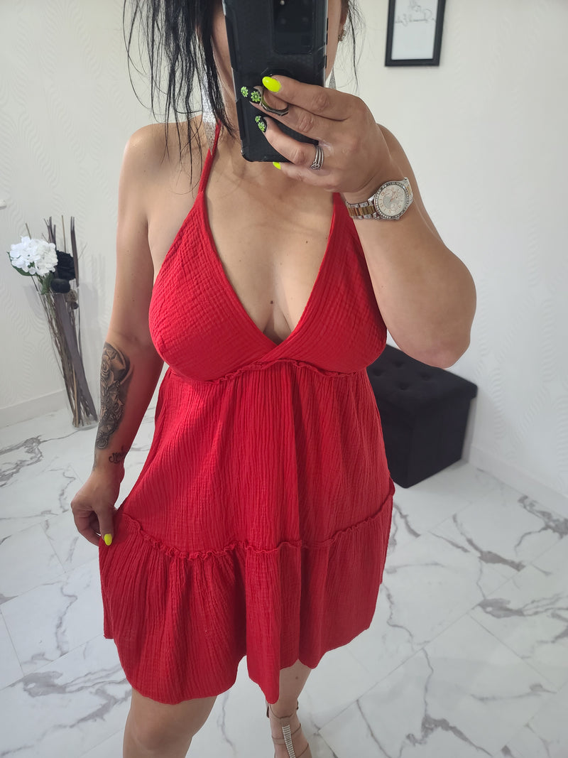 Robe en gaze de coton Mila rouge