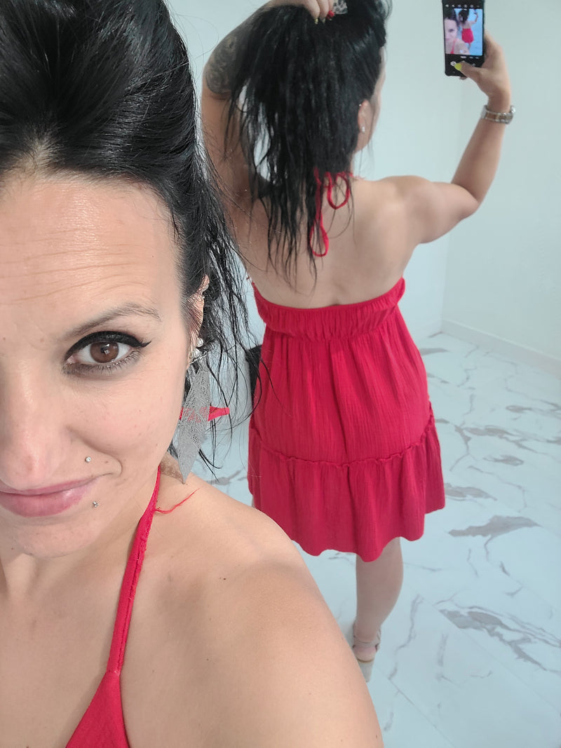 Robe en gaze de coton Mila rouge