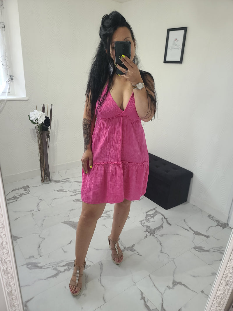 Robe en gaze de coton Mila fuchsia