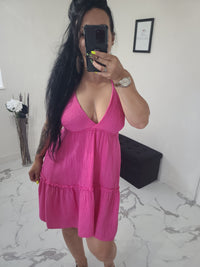 Robe en gaze de coton Mila fuchsia