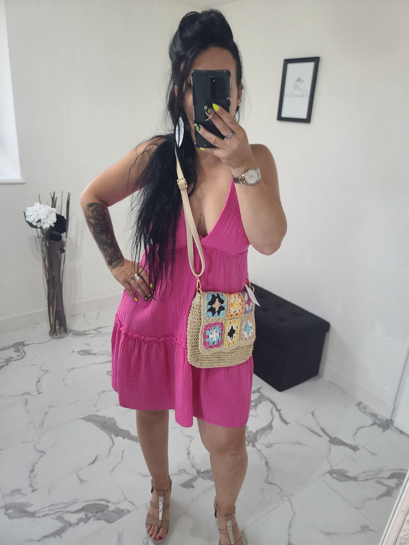 Robe en gaze de coton Mila fuchsia