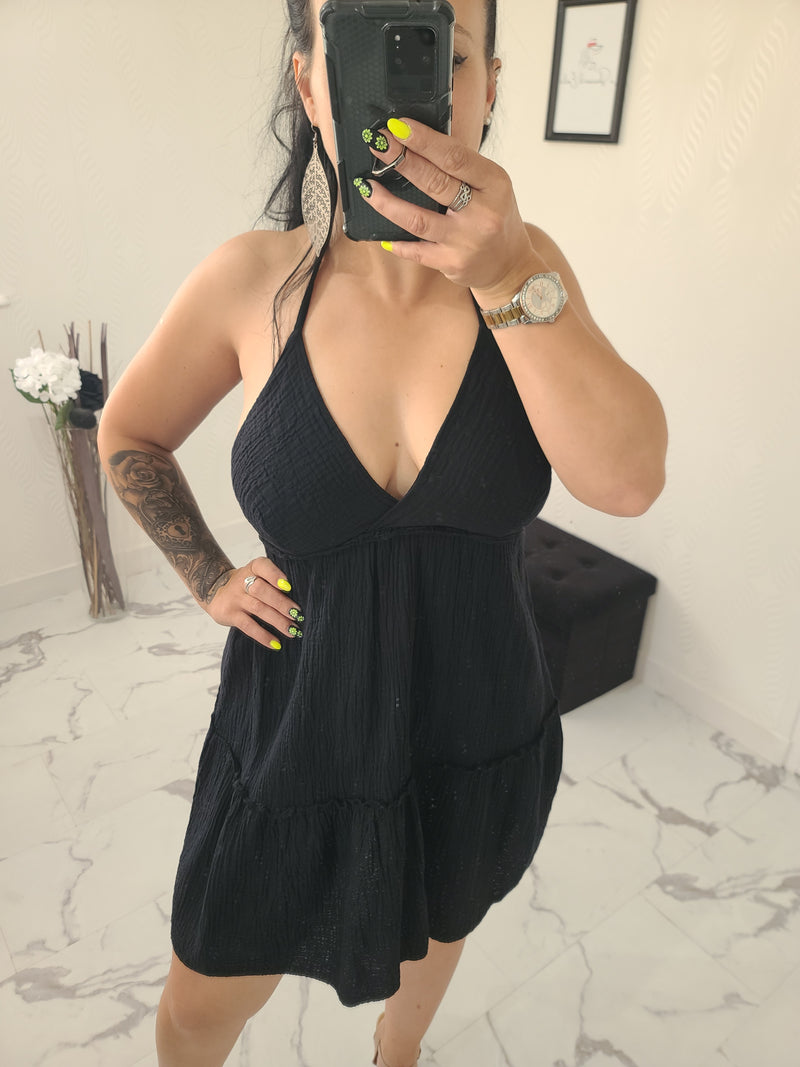 Robe en gaze de coton Mila noire