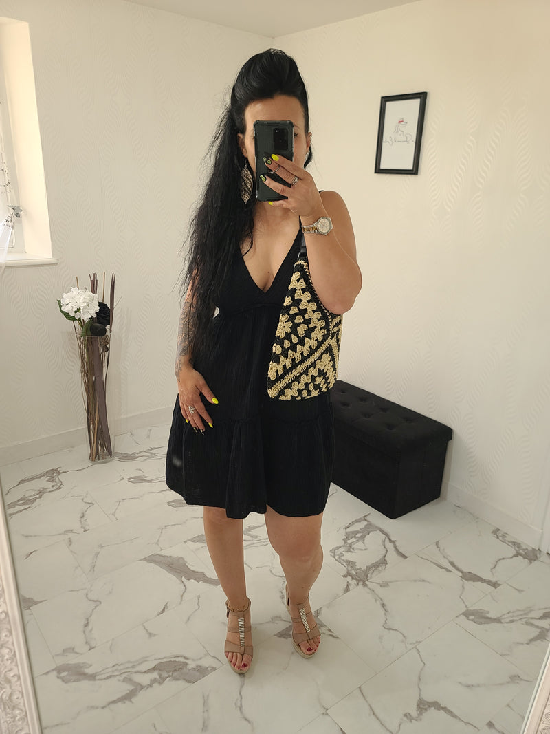 Robe en gaze de coton Mila noire