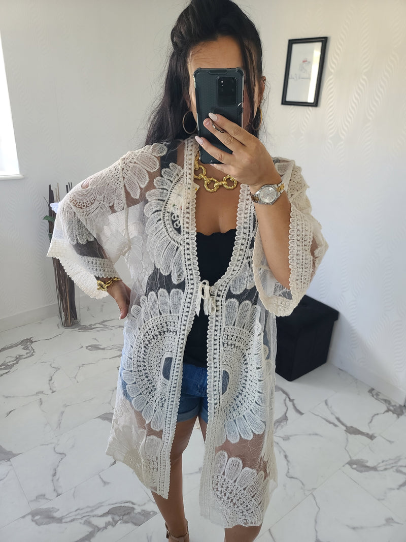 Gilet en dentelle Prisca beige