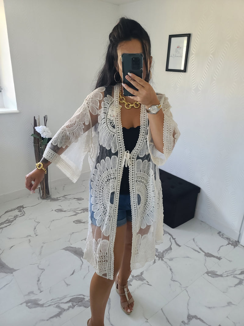 Gilet en dentelle Prisca beige