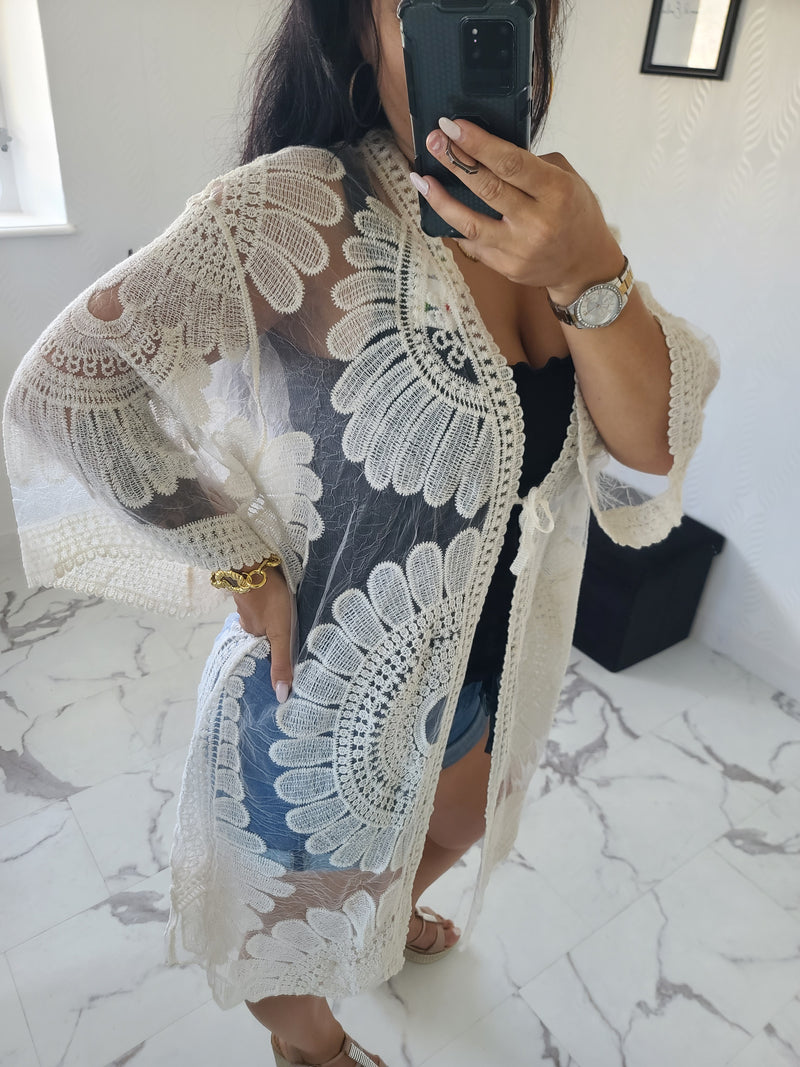 Gilet en dentelle Prisca beige