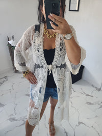 Gilet en dentelle Prisca beige