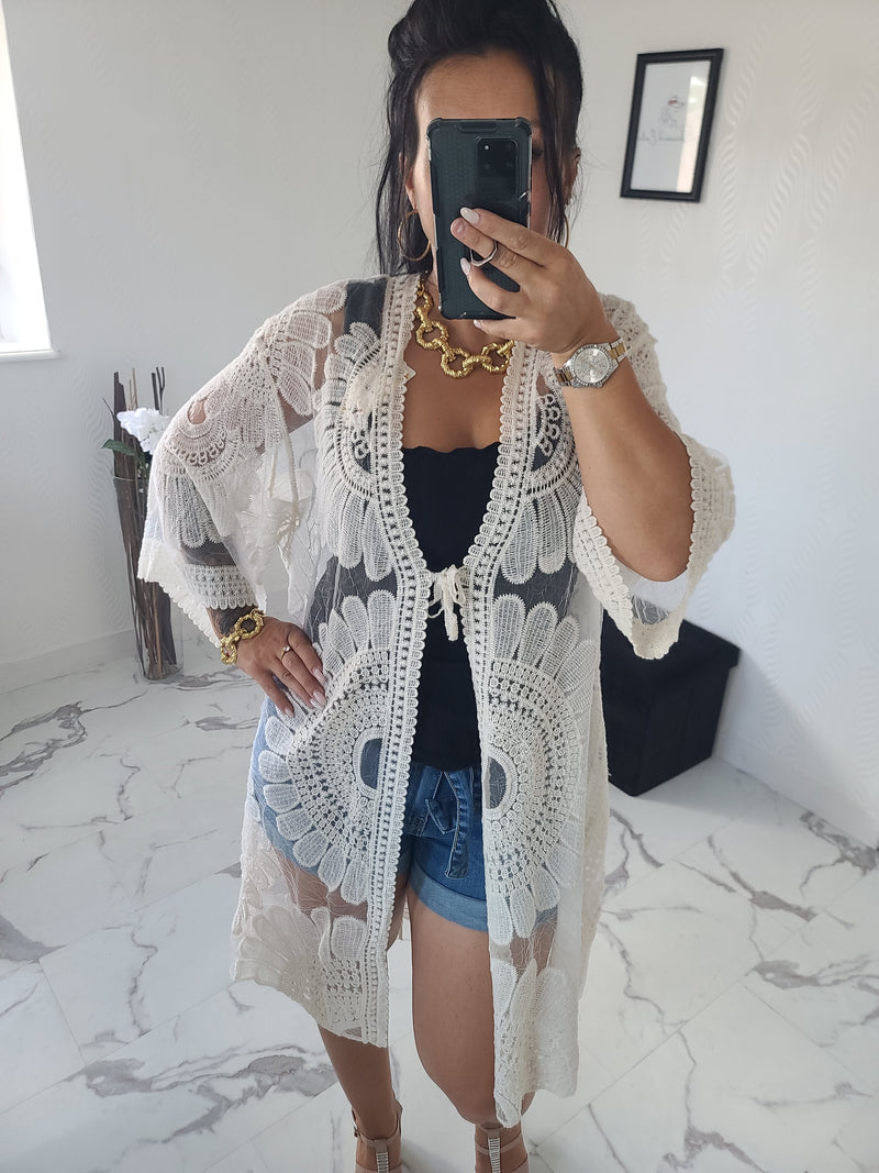 Gilet en dentelle Prisca beige