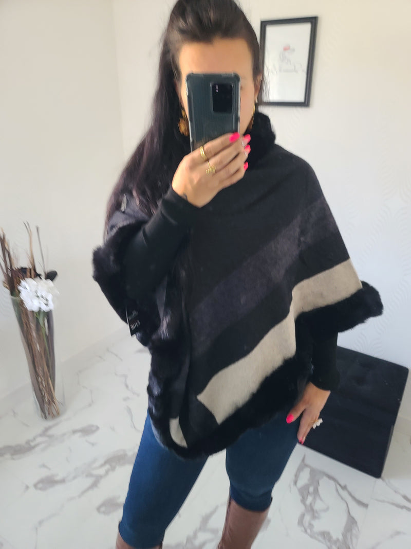 Manteau cape Lois noir