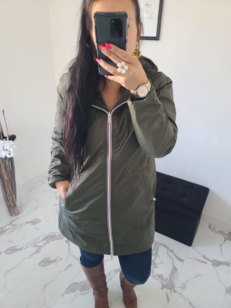 Parka réversible Louise kaki