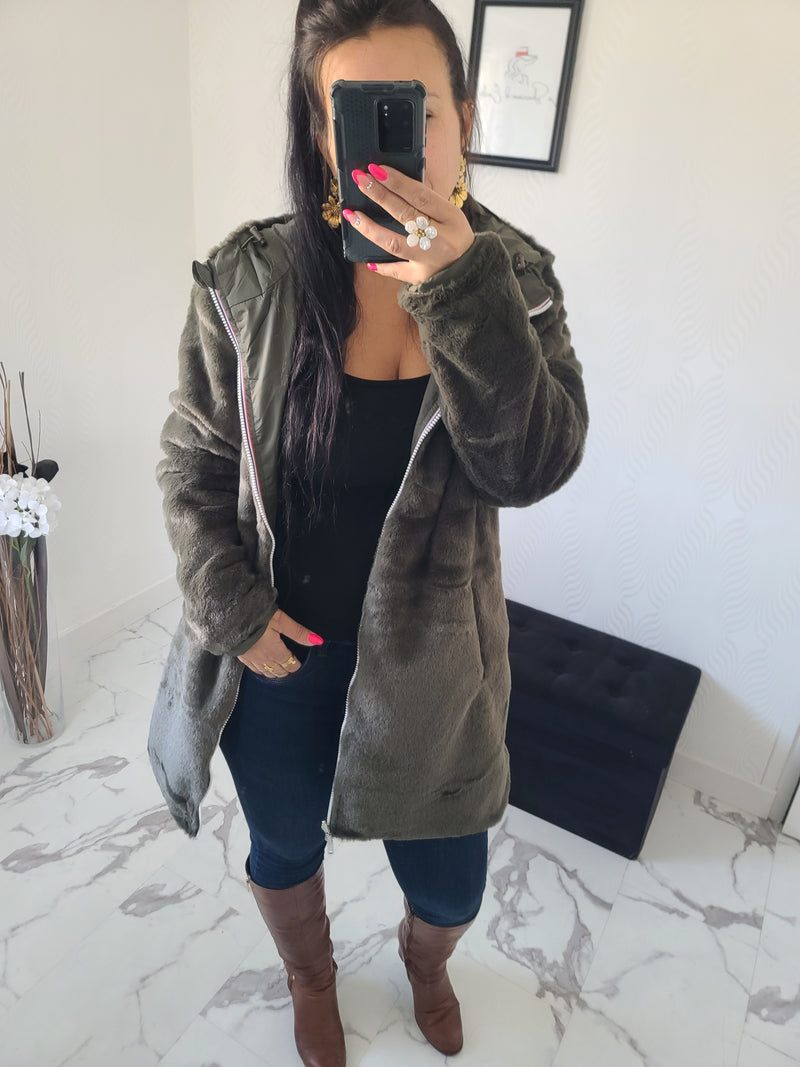 Parka réversible Louise kaki