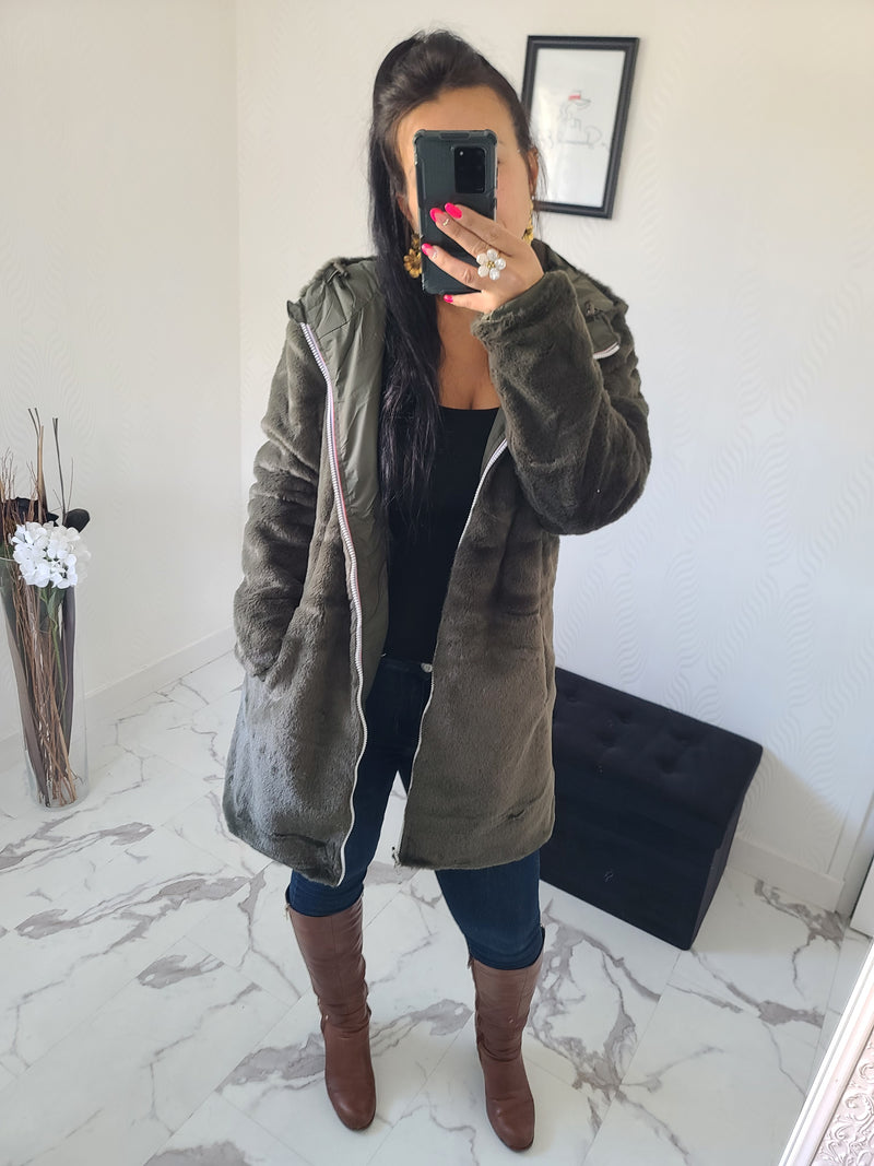 Parka réversible Louise kaki