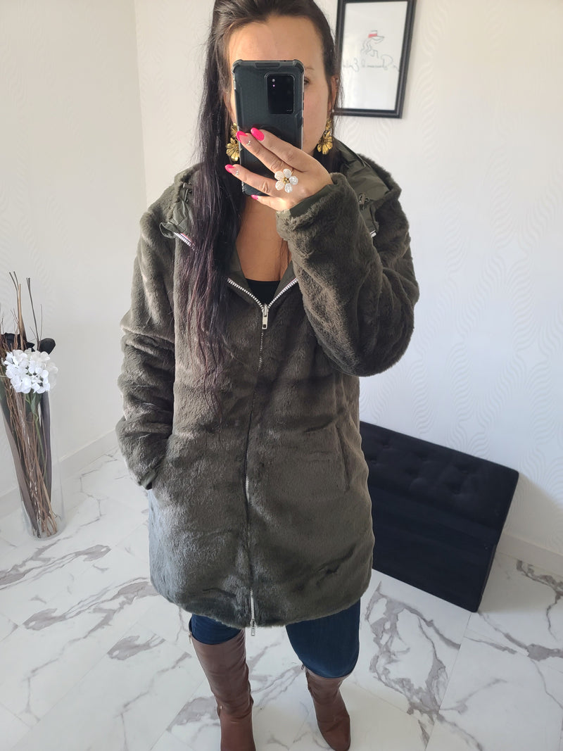 Parka réversible Louise kaki