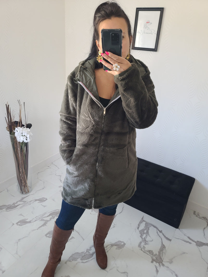 Parka réversible Louise kaki