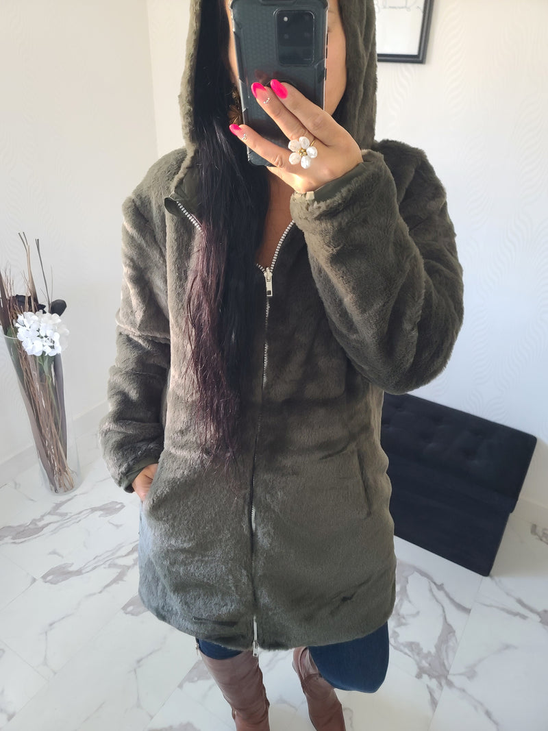 Parka réversible Louise kaki