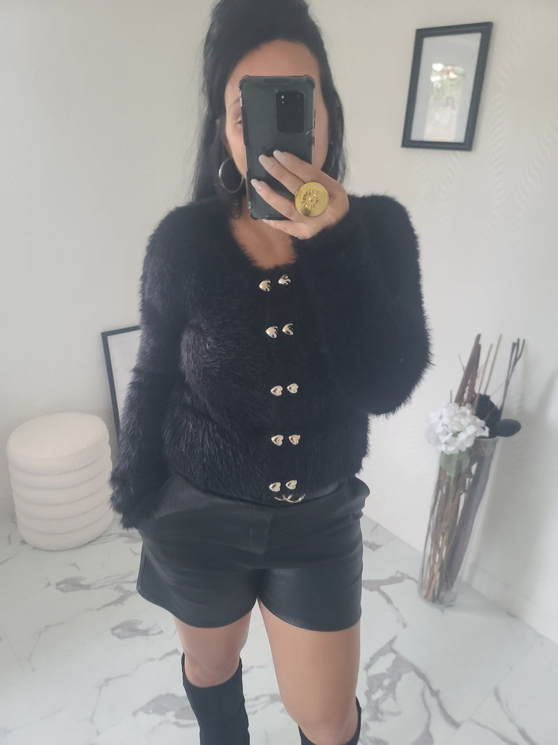 Gilet fourrure CELESTIN noir