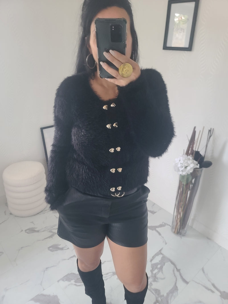 Gilet fourrure CELESTIN noir