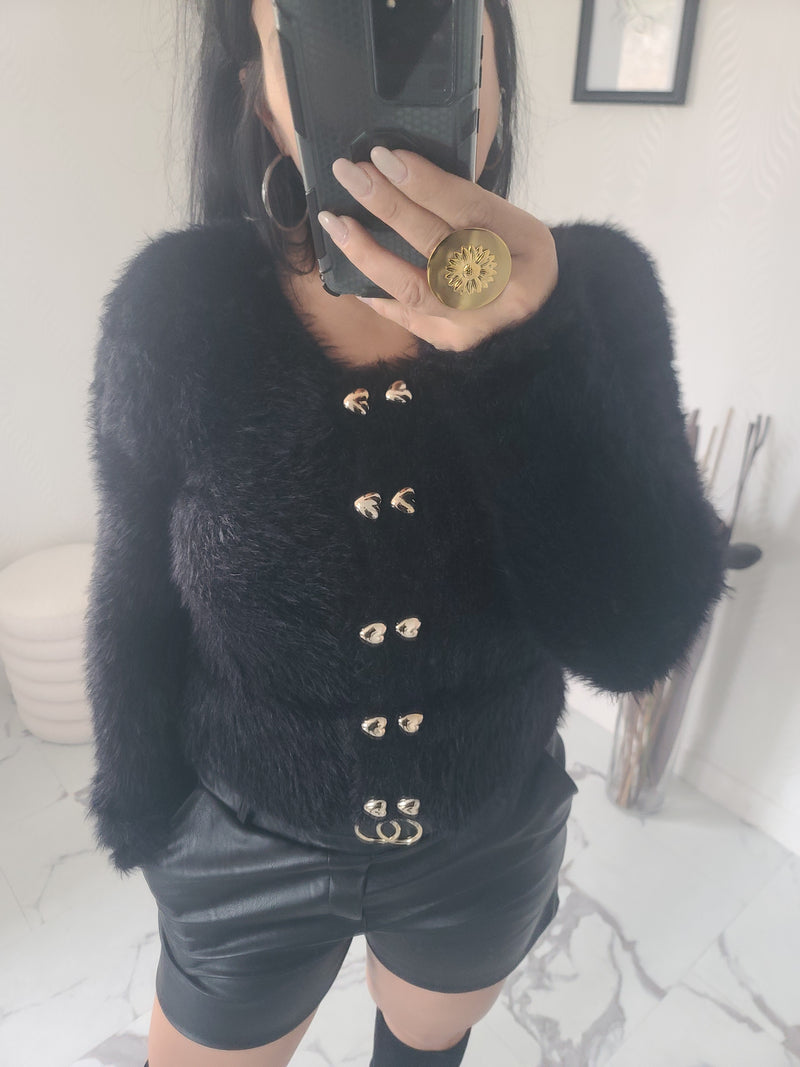 Gilet fourrure CELESTIN noir