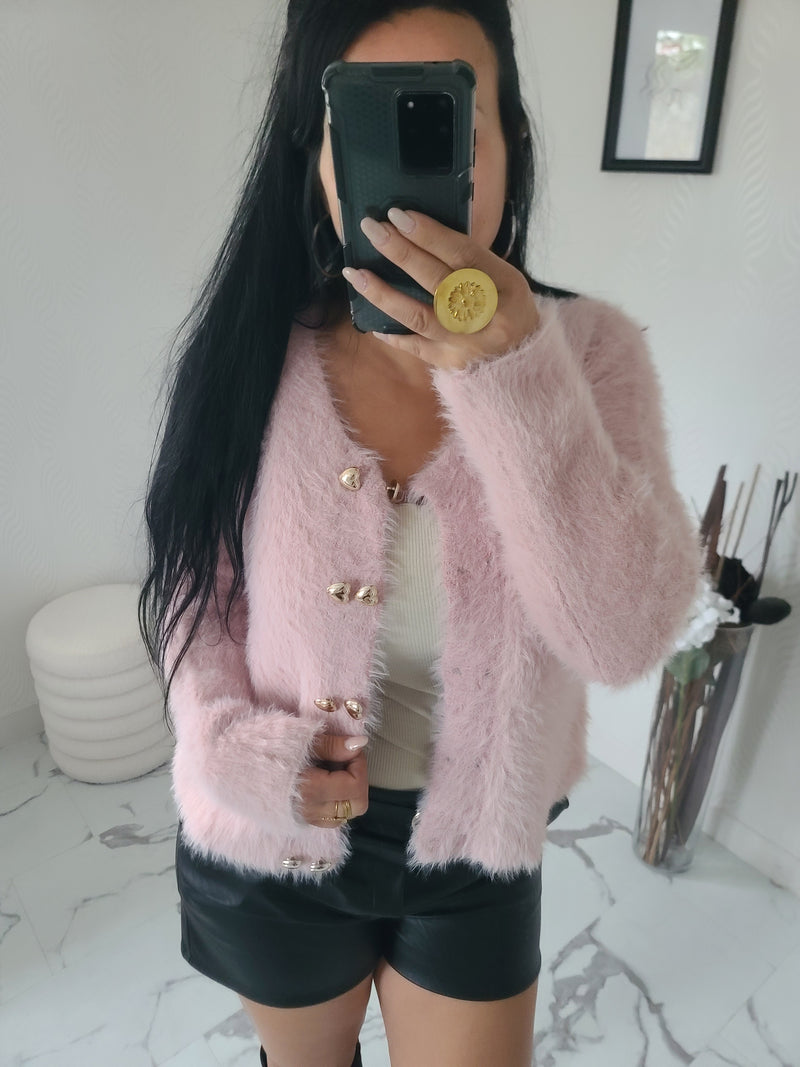 Gilet fourrure CELESTIN rose