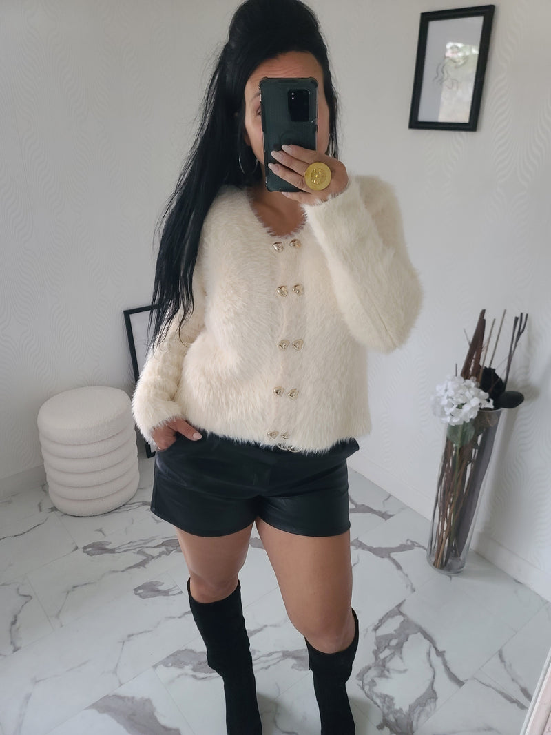 Gilet fourrure CELESTIN crème