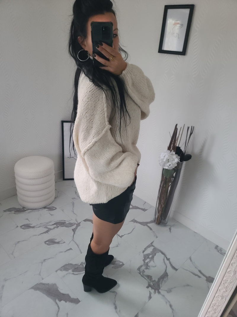 Pull oversize LOUANE beige