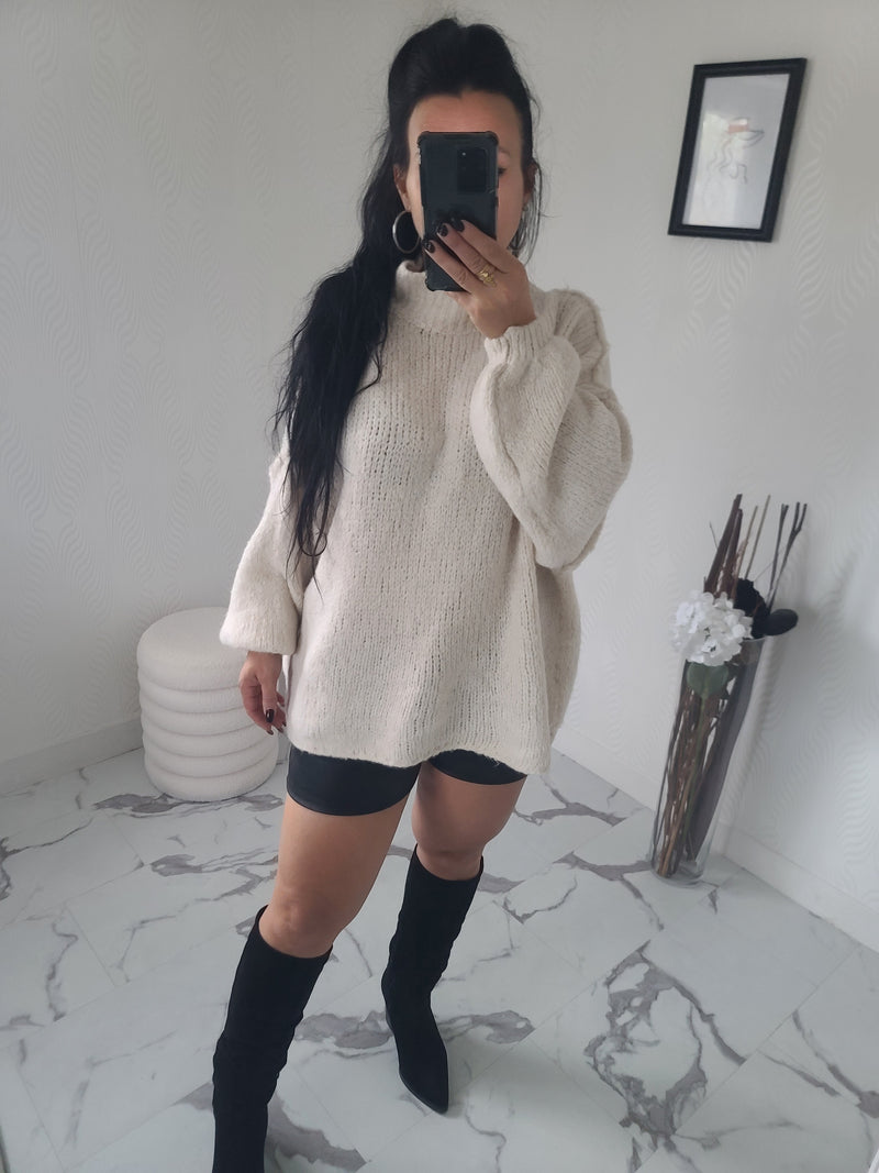 Pull oversize LOUANE beige