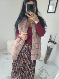 Manteau BRAYDEN fausse fourrure taupe