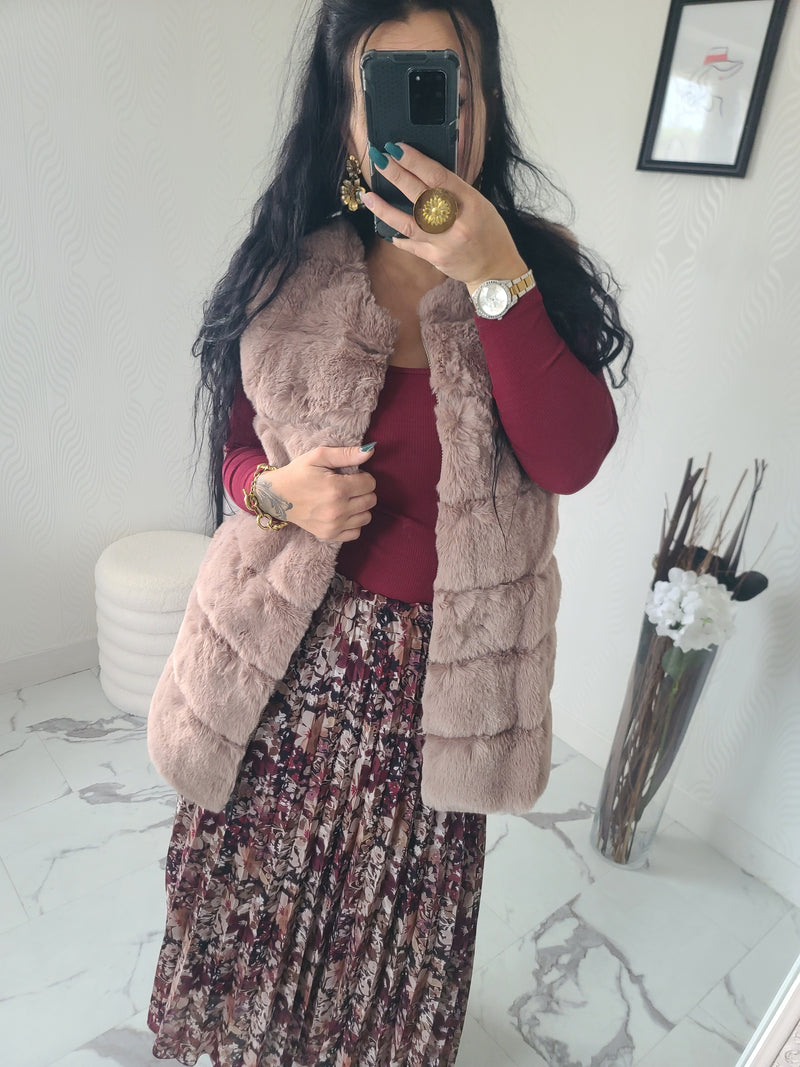 Manteau BRAYDEN fausse fourrure taupe