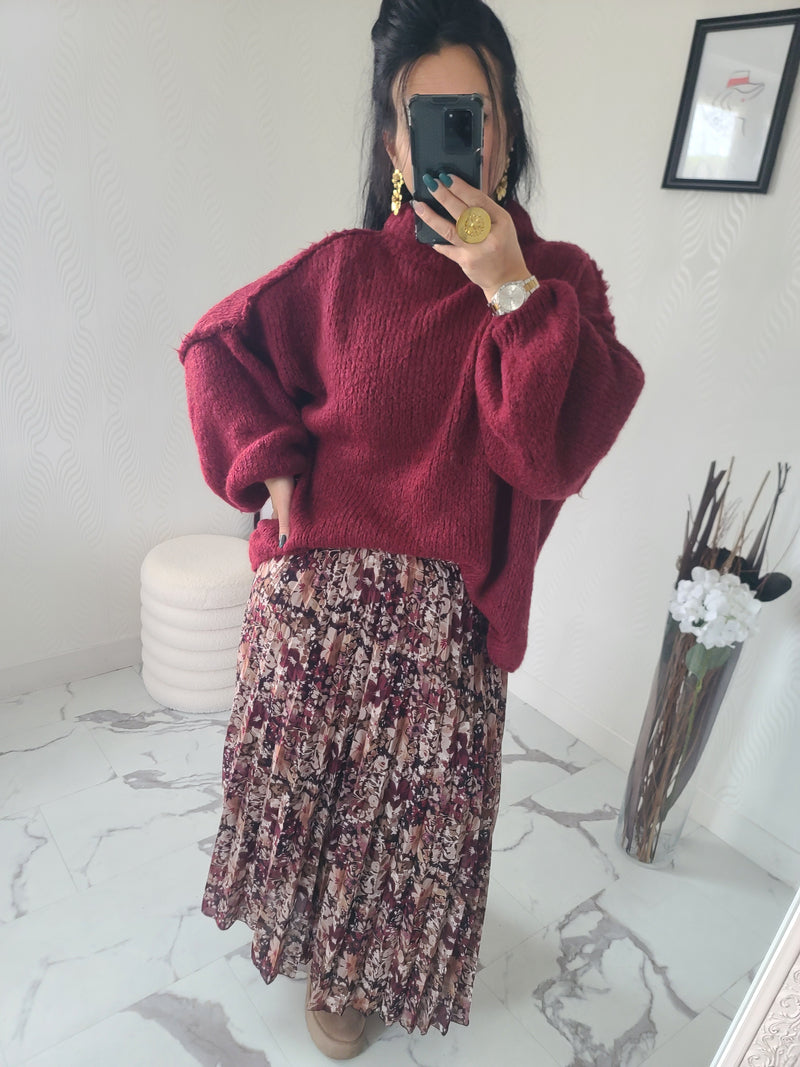 Pull oversize LOUANE burgundy