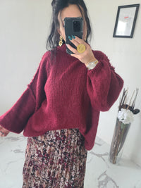 Pull oversize LOUANE burgundy