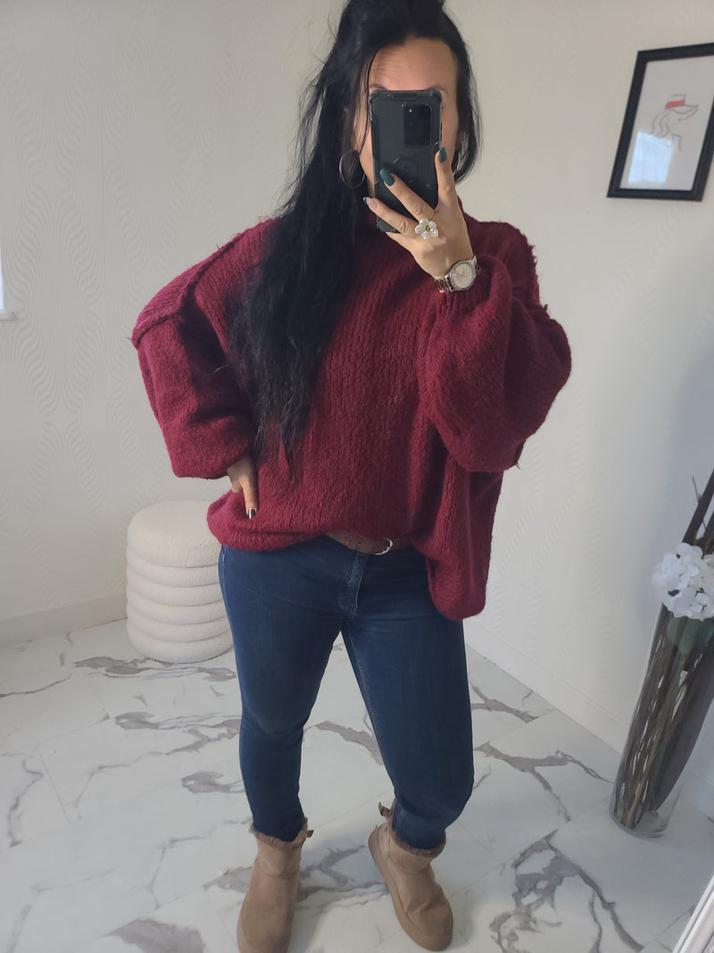 Pull oversize LOUANE burgundy