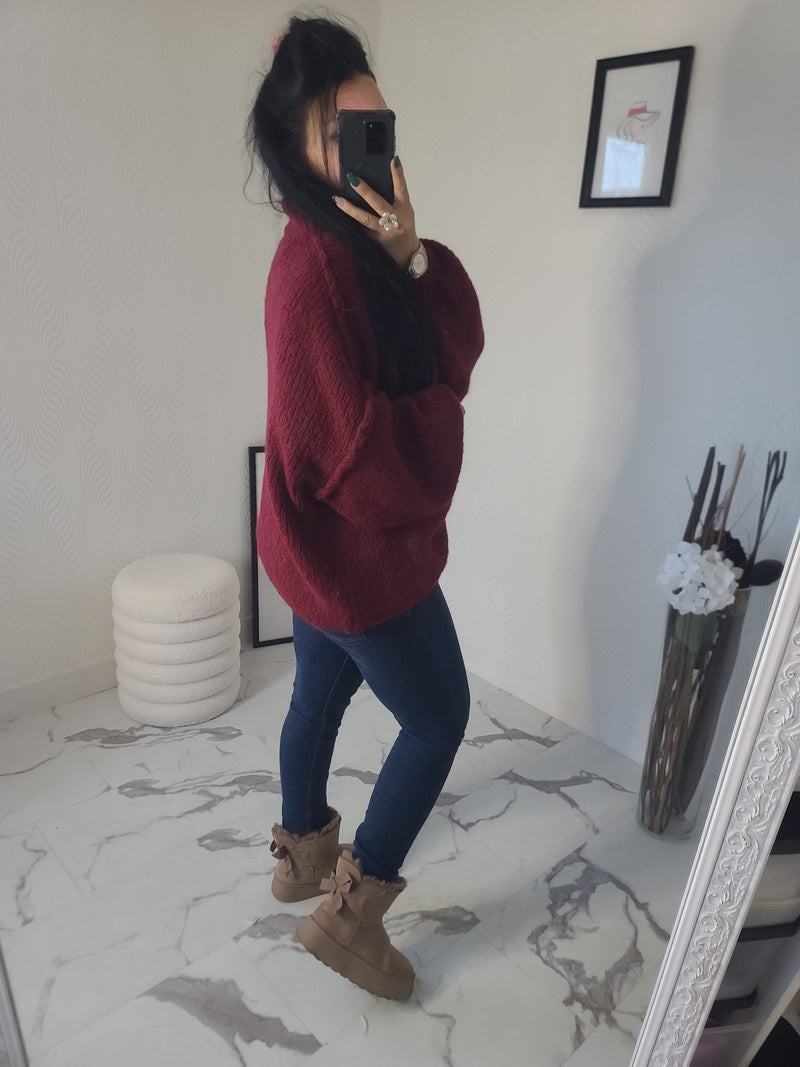 Pull oversize LOUANE burgundy