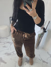 Pantalon AMOUR en velours marron