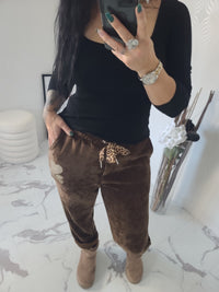 Pantalon AMOUR en velours marron