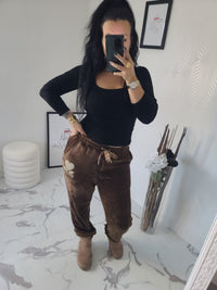 Pantalon AMOUR en velours marron