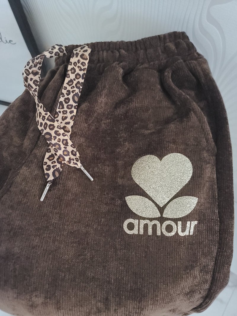 Pantalon AMOUR en velours marron