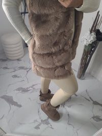 Manteau BRAYDEN fausse fourrure taupe