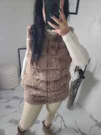 Manteau BRAYDEN fausse fourrure taupe