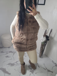 Manteau BRAYDEN fausse fourrure taupe