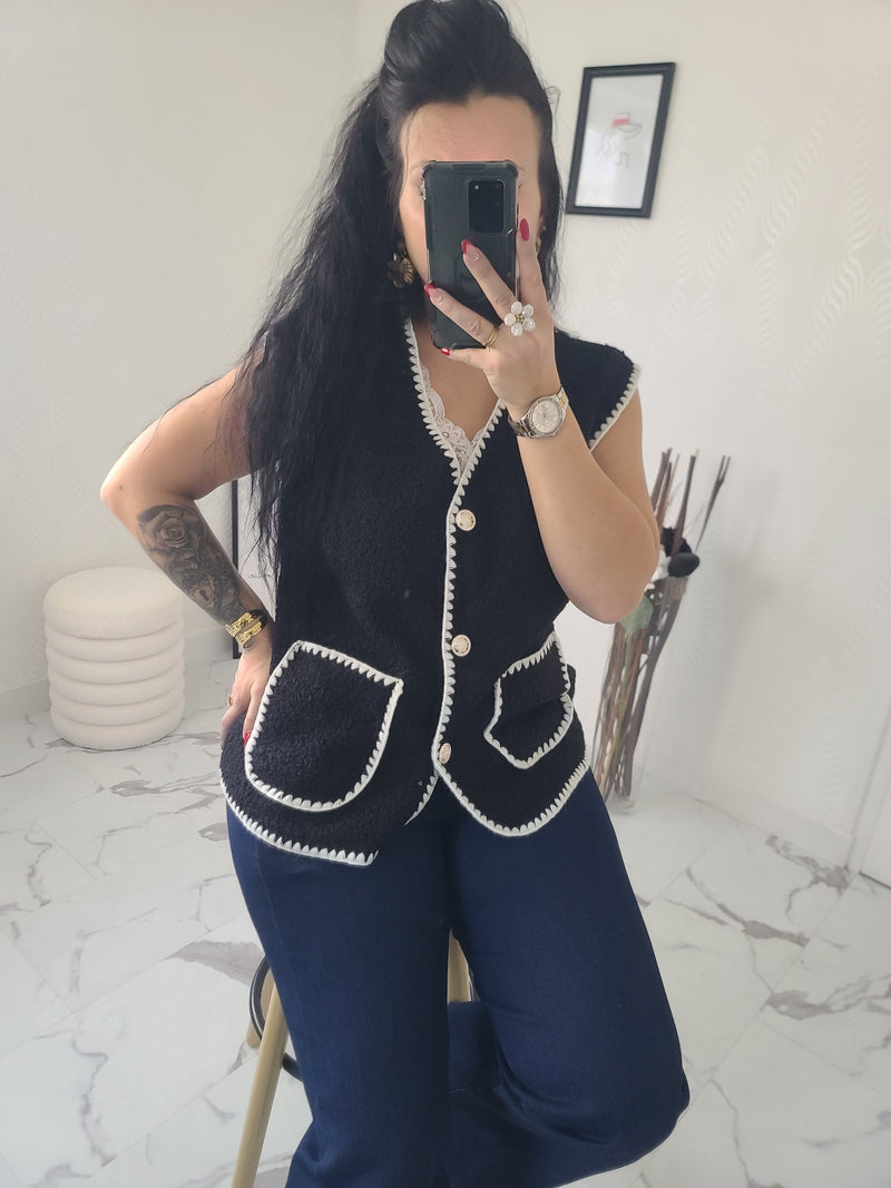 Gilet moumoute BROOKLYN noir