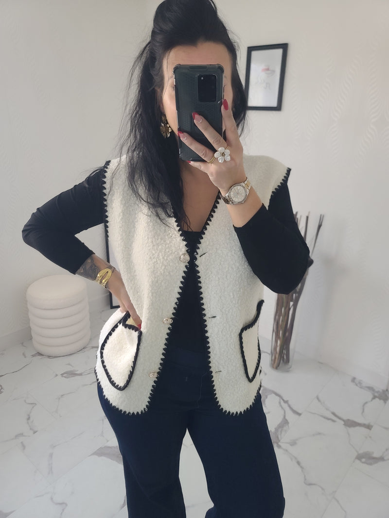 Gilet moumoute BROOKLYN blanc