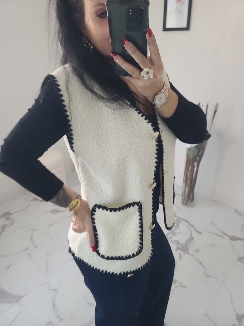 Gilet moumoute BROOKLYN blanc