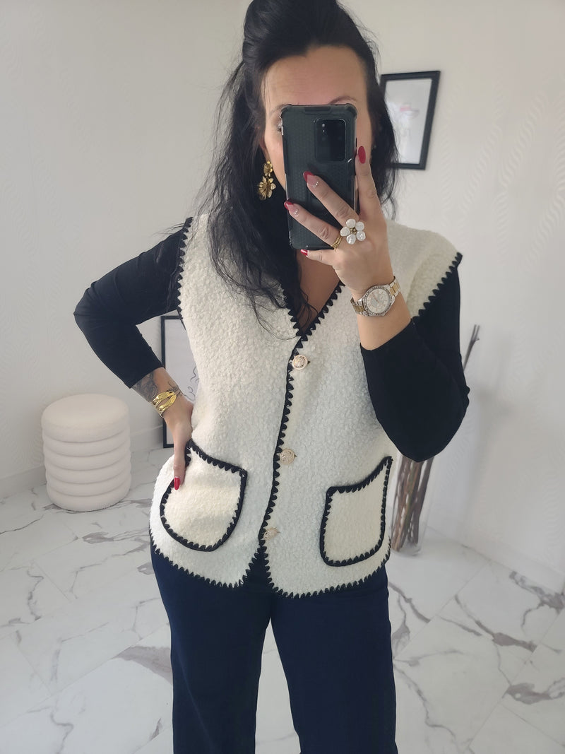 Gilet moumoute BROOKLYN blanc