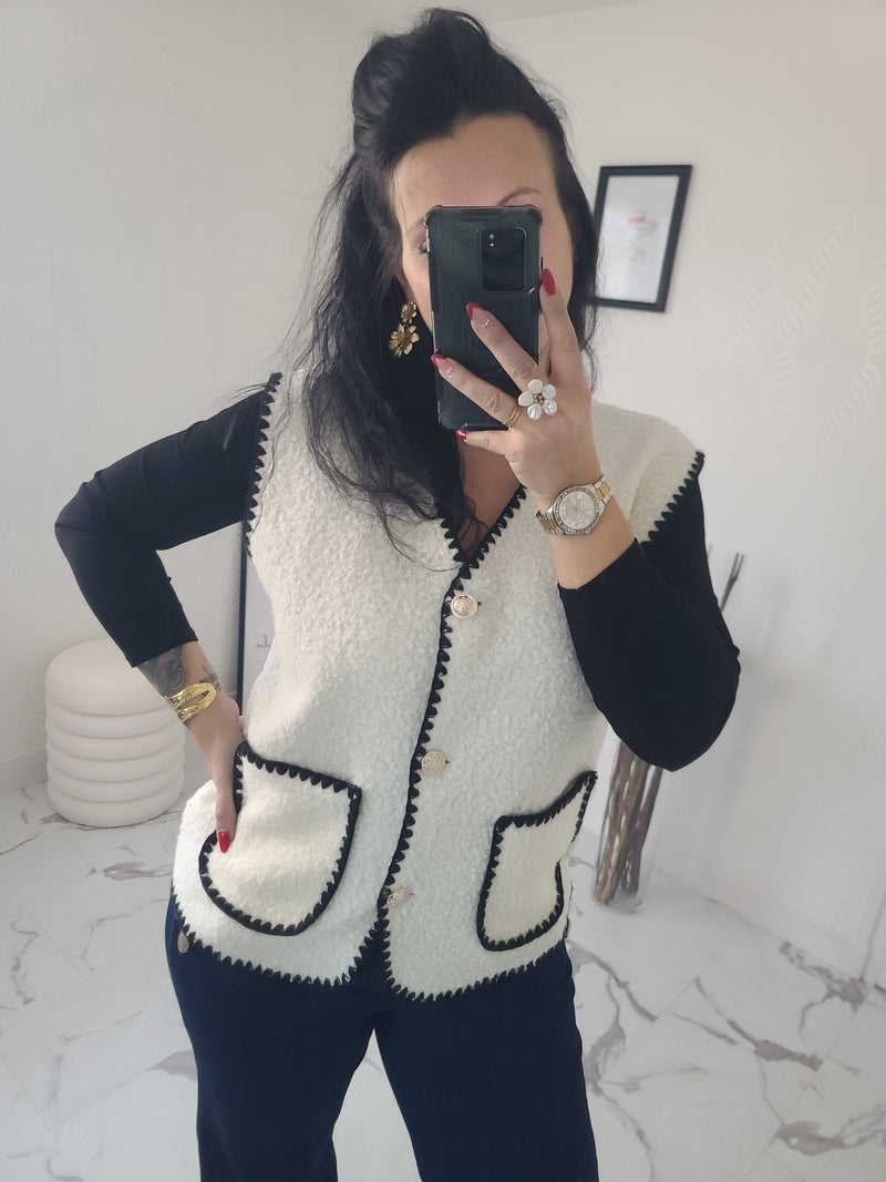 Gilet moumoute BROOKLYN blanc