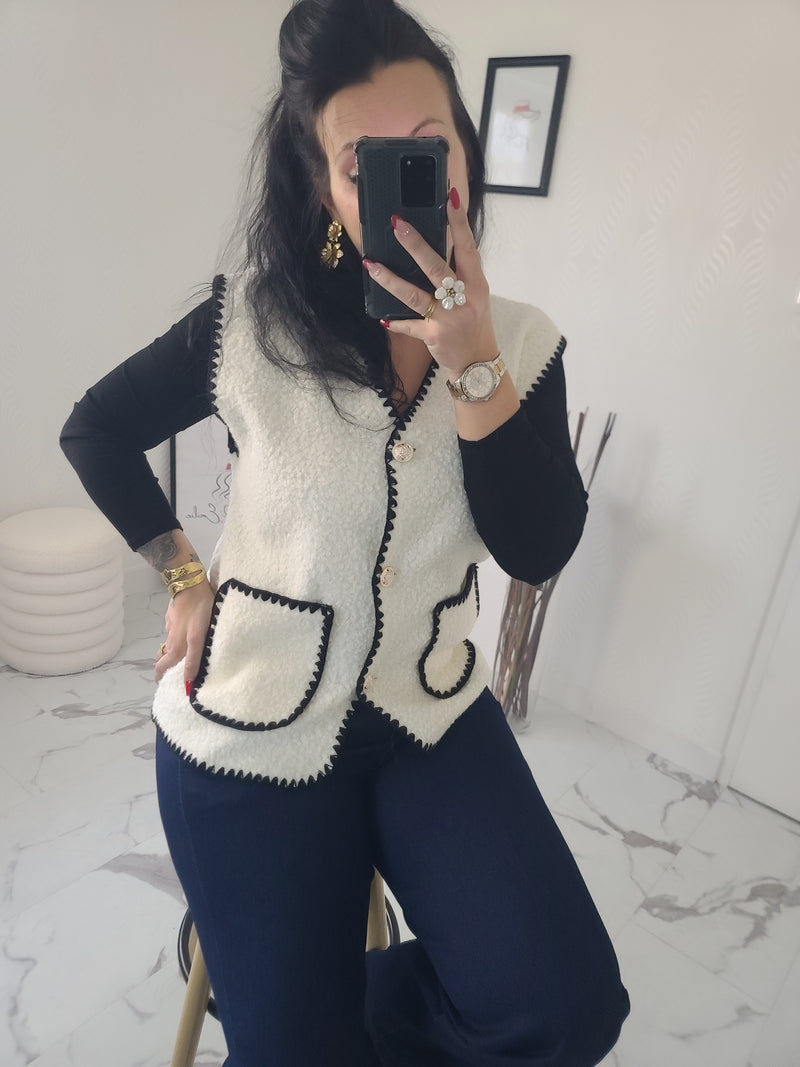 Gilet moumoute BROOKLYN blanc