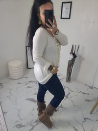 Pull "J'ADORE" blanc