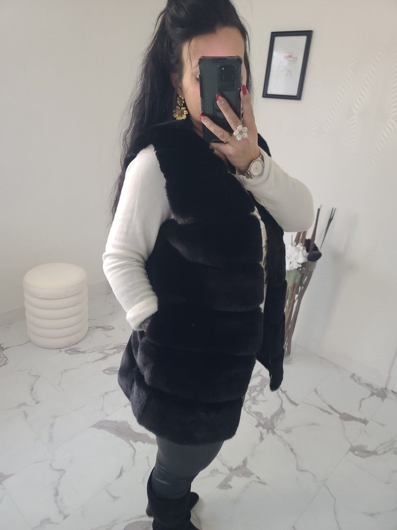 Manteau BRAYDEN fausse fourrure noir