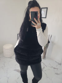 Manteau BRAYDEN fausse fourrure noir